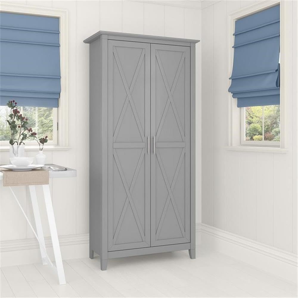 Bush Home Key West Kitchen Pantry Cabinet in Cape Cod Gray