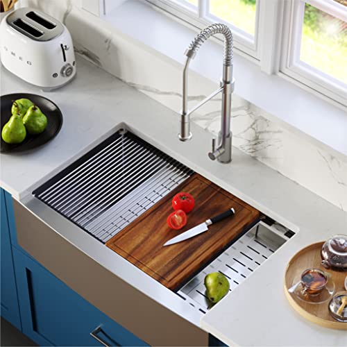 Karran 33" Undermount Large Single Bowl Stainless Steel Farmhouse Workstation Sink #TOP1