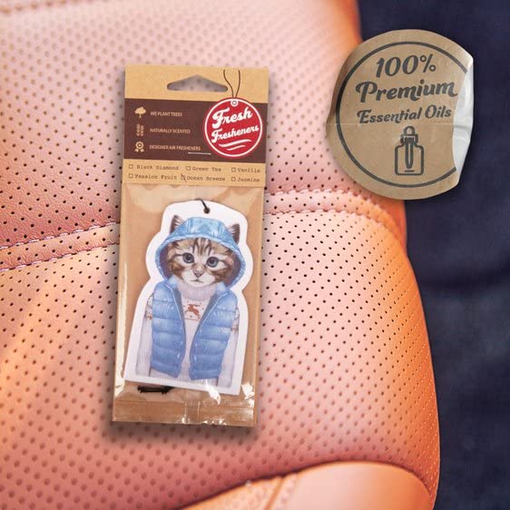 Image of Cute Cat Car Air Freshener 3 Pack Scented With Essential Oils By Fresh Fresheners