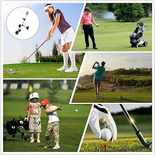 Golftrolley Golfduwkarren Golfkar met 3 wielen, lichtgewicht opvouwbare golfkar, met verstelbare duwbeugel, voetrem… - Afbeelding 4