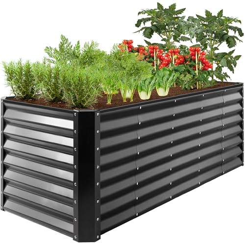 Best Choice Products 8x2x2ft Raised Outdoor Metal Garden Bed, Rectangular Planter Box for Herbs, Flowers, and Deep Root Vegetables w/ 240 Gallon Capacity - Gray