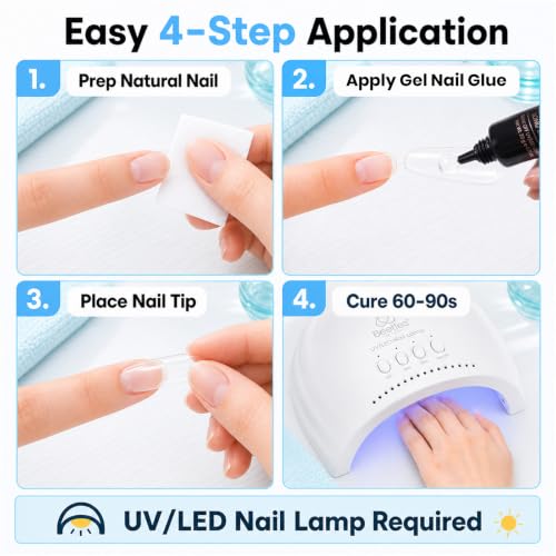 Image of Beetles 2Pcs*20g UV Nail Glue, Hands-Free Soft Nail Tips Glue, HEMA Free | Super Strong No‑Run Clear Gel,for Acrylic Nail Extensions & Press‑On Nails, Need UV Lamp, Beginner‑Friendly for Home & Salon