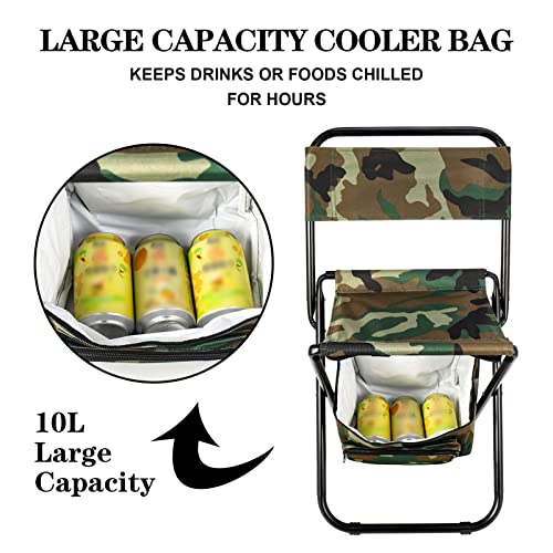 Kaboer Backpack Cooler Chair Fishing Chair,Portable Backpack Backrest Chair With Cooler Bag Compact Fishing Stool Foldable Camping Chair For Picnic,Fishing,Traveling(Camouflage) #TOP2