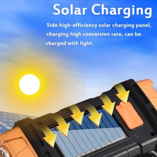 Image of Care 4 Multifunction Solar Waterproof Flashlight with USB Charging,8 Bulb LED & COB Torch (Gold, 21 cm, Rechargeable)