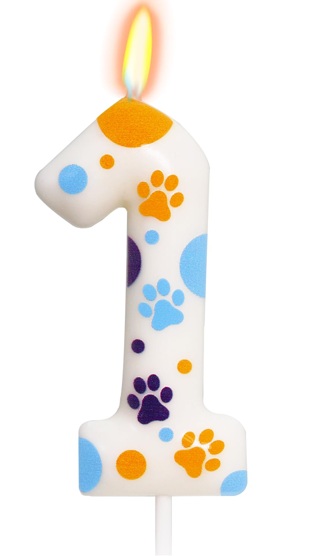 Blue Dog Paw Themed Birthday Candles, Number 1 Blue Dog Birthday Party Supplies, 2.76 inch Cake Topper Decorations, Birthday Decorations for Kids (Number 1)