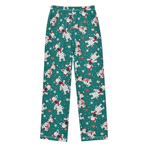 Xmas Gift Zebra Boys Long Pants Soft Trousers Elastic Waist Kids Lounge Bottoms with Pockets S-XL