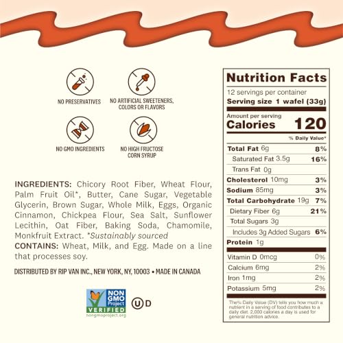 Image of Rip Van Wafels Snickerdoodle Stroopwafels, Healthy Snacks, Non-GMO, Keto Friendly, Office Snacks, Low Sugar (3g), Low Calorie, 24 Pack