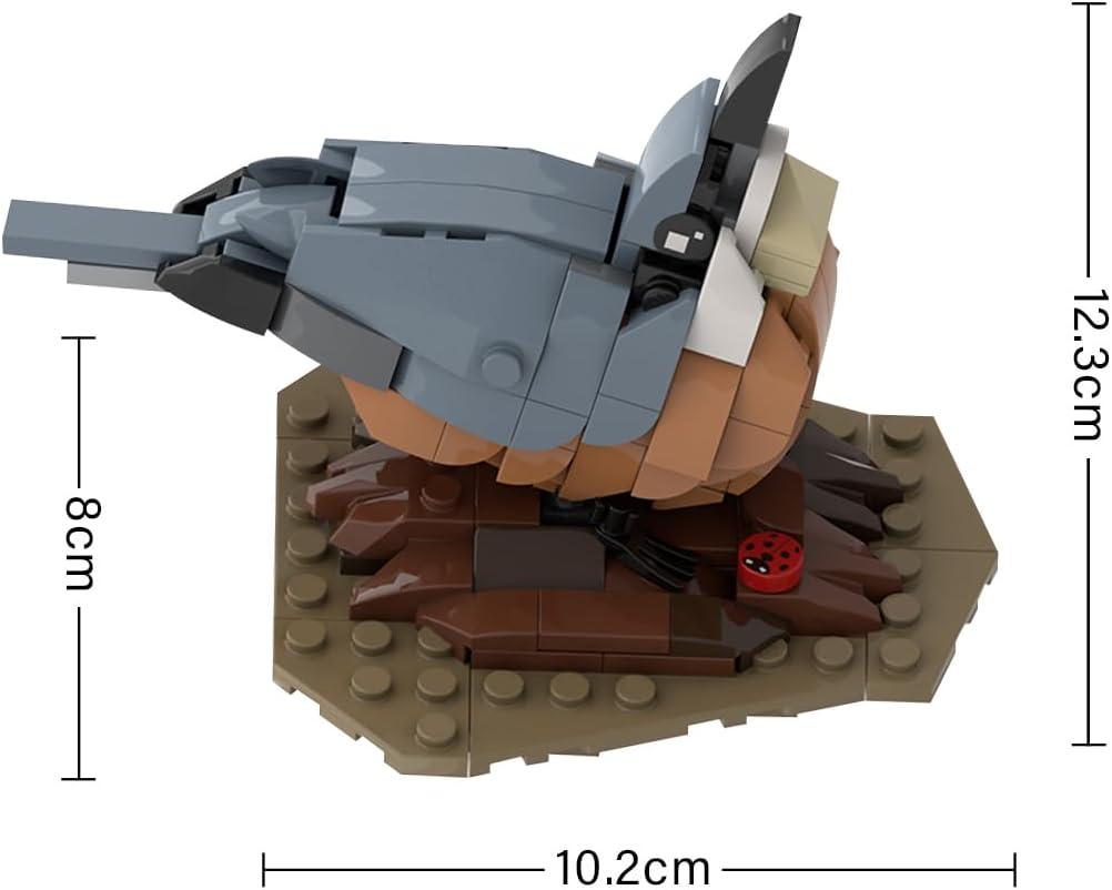 Nuthatch Bird Mini Building Blocks and Construction Toy, Collectible Bird-Themed Model to Build and Display, Great Gift for Birthdays, Christmas (176 PCS)