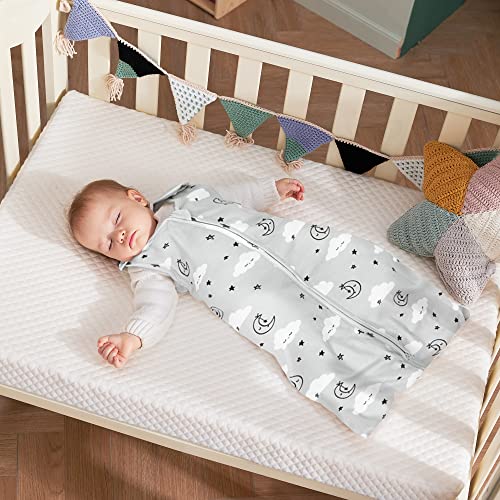 Tillyou Sleep Sack 2 Pack - Baby Wearable Blanket With 2-Way Zipper,Extra Soft Sleeveless Sleep Sack For Boy Girl, 18-24 Months,Grey Cloud&Gray Arrow #TOP6