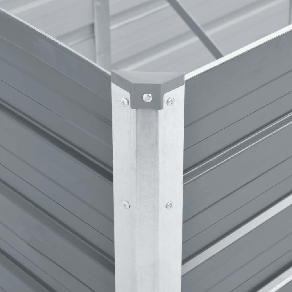 Macetero para jardín, bancal alto, acero galvanizado, 129 x 129 x 77 cm, color gris, bancal alto para verduras, flores, jardinera para jardín, balcón, terraza