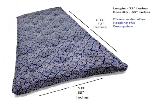 Image of Adim's Soft Cotton Box Quilt Mattress | Mattress offers a combination of comfort, durability and style,making it an excellent choice for a restful night's sleep (Blue Jacquard Design, 60X72 X5 Inches)