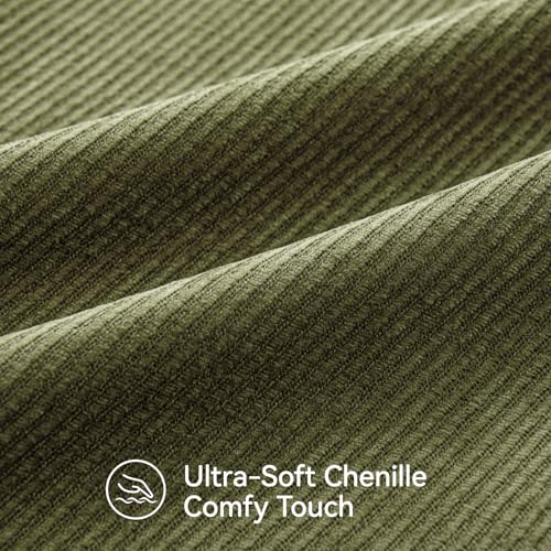 Image of a moment Pack of 2 Decorative Chenille Throw Pillow Covers with Twill Cushion Covers for Sofa Living Room Couch Bed 26x26 Inch,Moss Green