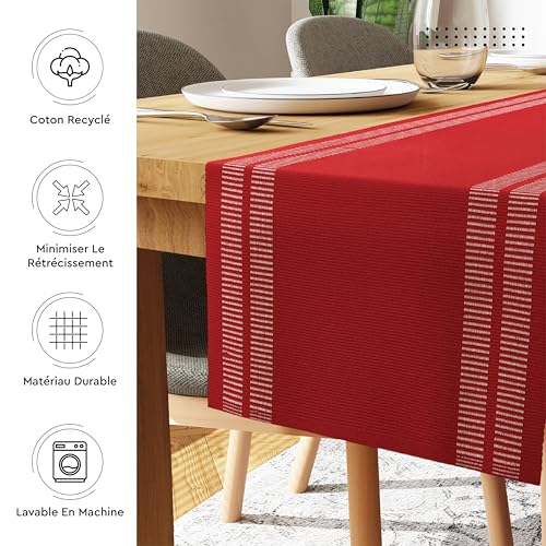 Chemin de Table 137 cm et Set de Nappes Coton Échelle Rouge pour Table - 4