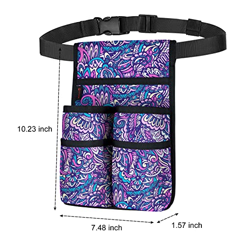 Sithon Massage Bottle Bag, Professional Massage Therapist Holster For 2 Bottles, Massage Lotion Oil Waist Holder Organizer With Adjustable Belt, Multiple Pockets (Bag Only) (Two-Bottle-Paisley Purple) #TOP6