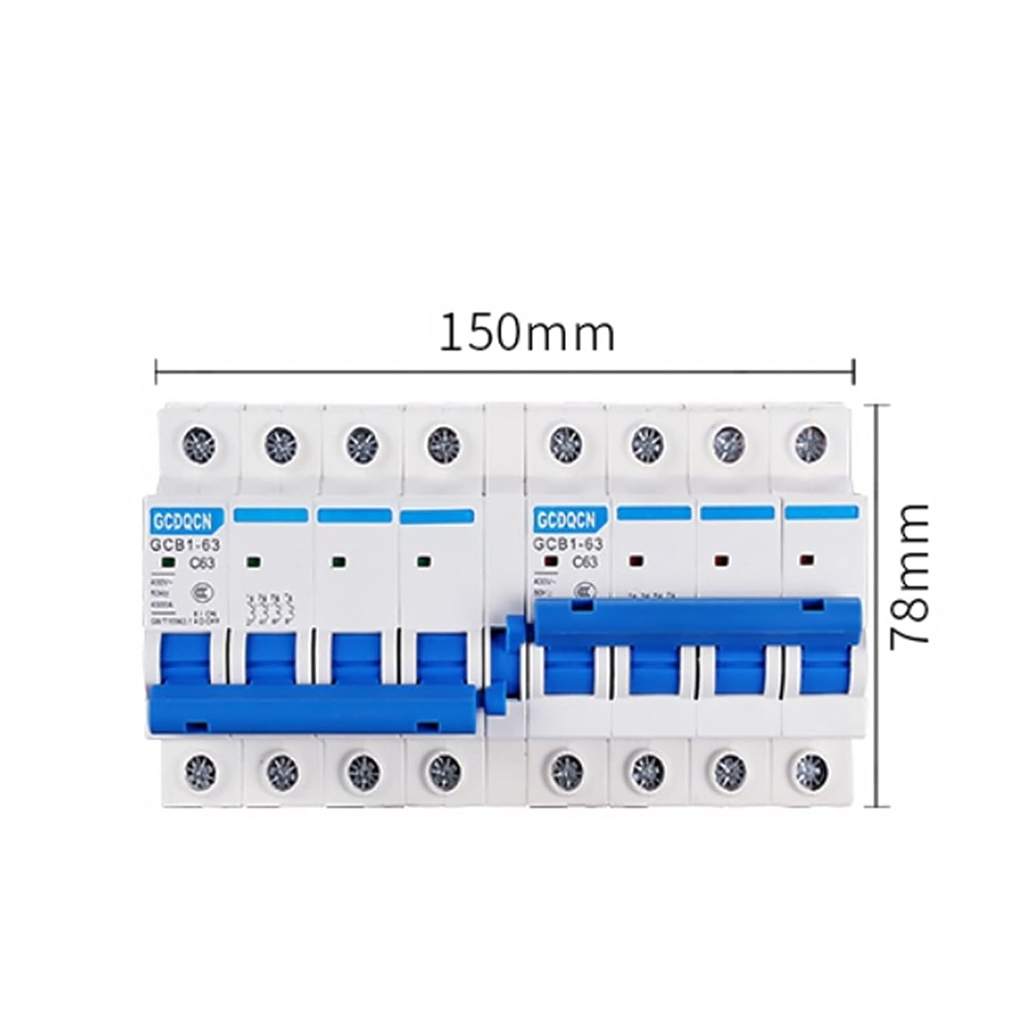 1PCS 4P+4P Manual Transfer Switch MTS Dual Power Mini Interlock Circuit Breaker 400V AC 6A-63A 50/60HZ Dain Rail (Size : 4P Plus 4P, Color : 6A)(6a)