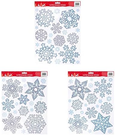 Christmas Window Snowflake Stickers With Glitter