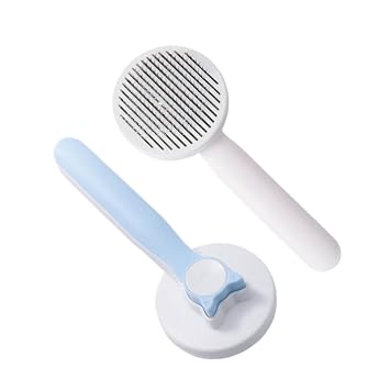 Self Cleaning Slicker Brush for Cats & Dogs - Professional Pet Grooming Tool for Shedding, Mats & Undercoat - Gentle Cat Deshedding Brush for Long/Short Hair, Indoor Kittens & Sensitive Skin