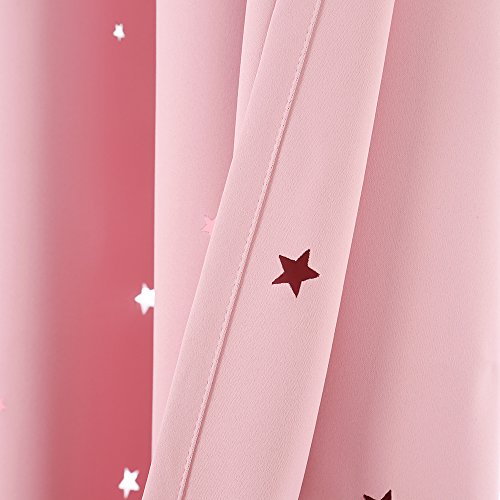 Anjee 2 In 1 Double Layer Star Cutout Ombre Blackout Curtains With Cut Out Stars Blackout Curtains For Girls Bedroom Thermal Insulated Light Blocking Window Drapes #TOP6