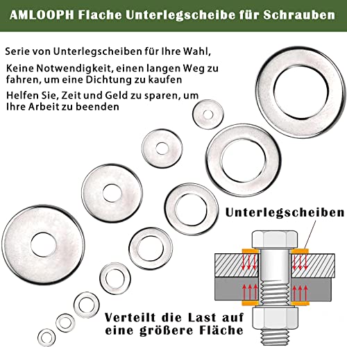 AMLOOPH Unterlegscheiben M6, Große Flach Unterlegscheiben M6 X30mm Dicke 1,5mm Edelstahl Beilagscheiben A2 V2A (20 Stück) M6 Unterlegscheiben Edelstahl Für Schrauben & Muttern & Gewindestange