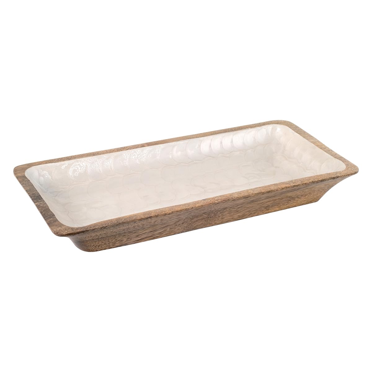 Origen Home Decor Bandeja Grande Cajas Y Bandejas | Bandeja de Vajilla Blanco Rectangular - 5x38x18cm