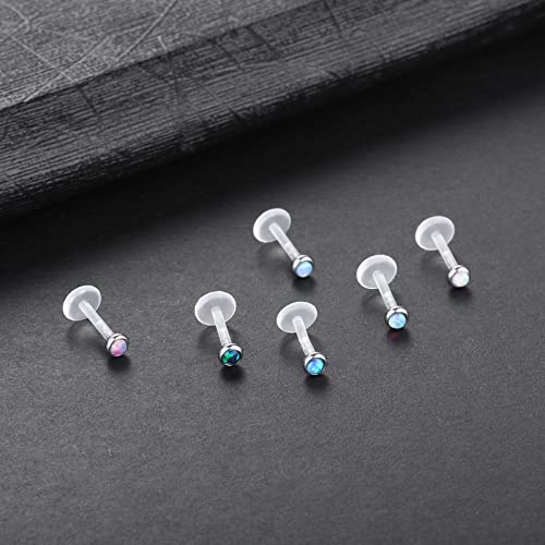 Xpircn 6Pcs 16G 5/16 Bioflex Opal Lip Rings Stud Piercing Labret Monroe Nose Tragus Helix Ear Body Piercings #TOP6