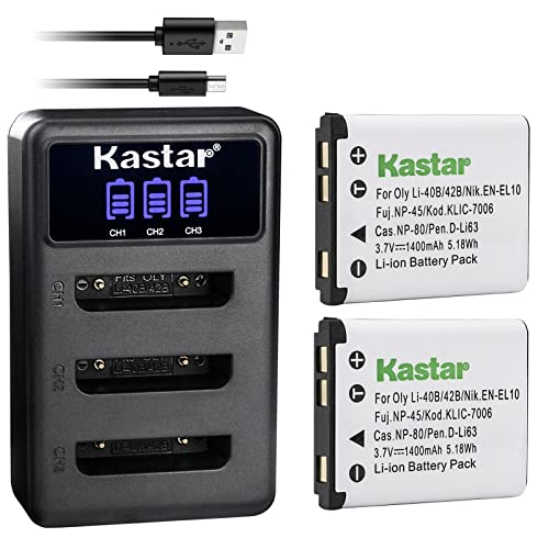 Kastar Battery Triple Charger for Li-42B NP-45 & Sanyo Xacti VPC