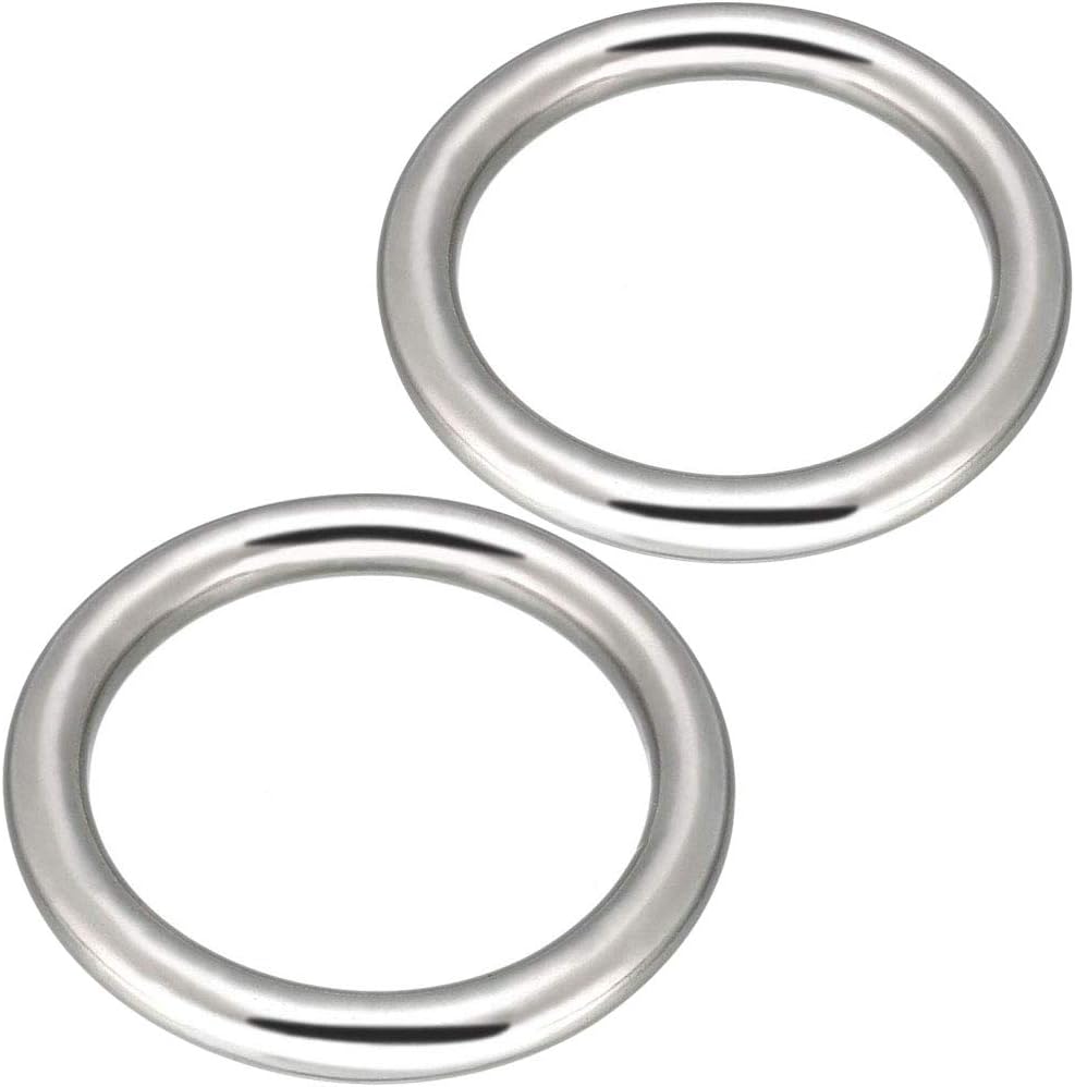 Abimars Seamless Metal O Ring 4", 2 Pack 304 Stainless Steel Rings, Solid, Heavy Duty