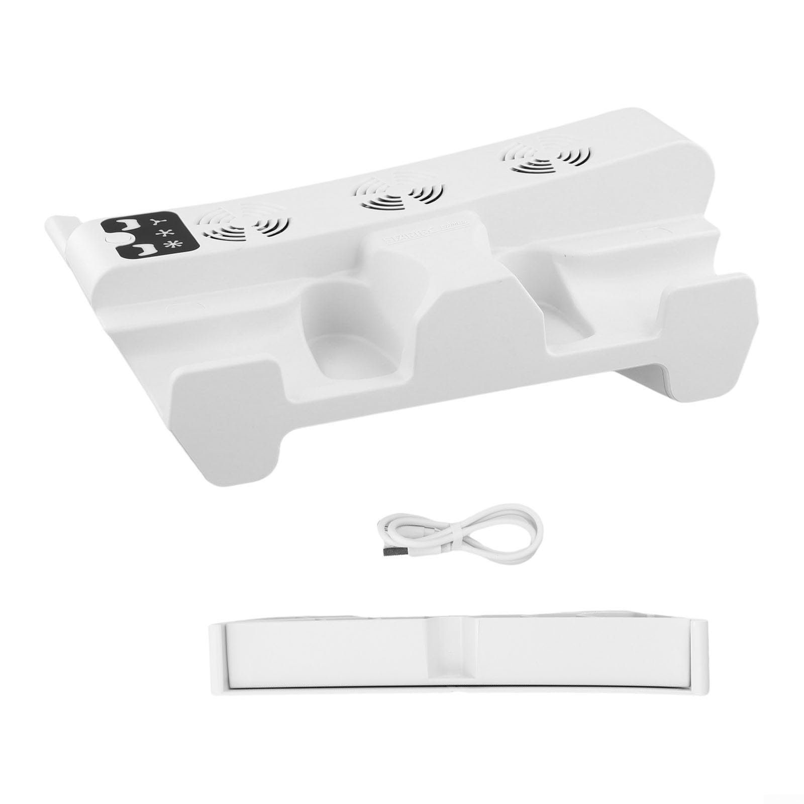 Per PS5 Pro Slim stazione di raffreddamento orizzontale con ventola di raffreddamento a 3 livelli e caricatore doppio controller con LED stato di carica