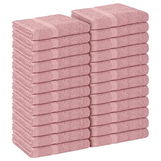 Utopia Towels Dusty Pink Salon Towels, Pack of 24 (Not Bleach Proof, 16 x 27 Inches) Highly Absorbent Towels for Hand, Gym, Beauty, Hair, Spa, and Home Hair Care