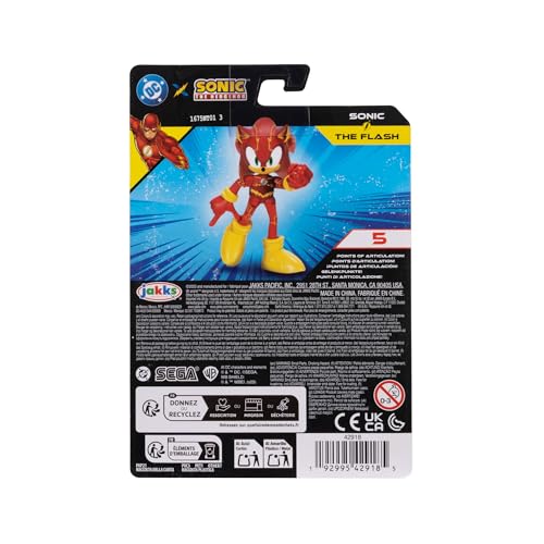 DC x Sonic als The Flash 6 cm Actionfigur, offiziell lizenziert von Jakks Pacific, hochbeweglich und detailreich gestaltet, Sammlerverpackung
