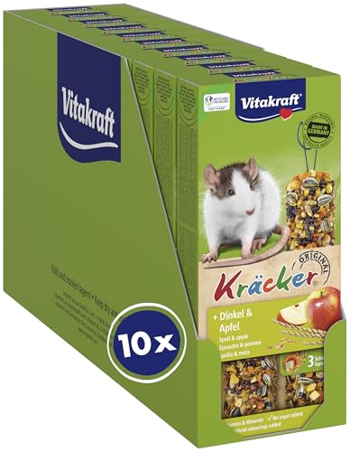 Vitakraft Kräcker, Nagersnack für Ratten, mit Dinkel und Apfel, mit Vitaminen und Mineralien, ohne Zusatz von Zucker und Getreide (10x 112g) Vitakraft Kräcker, Nagersnack für Ratten, mit Dinkel und Apfel, mit Vitaminen und Mineralien, ohne Zusatz von Zucker und Getreide (10x 112g)