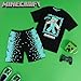 Minecraft Boys Short Pyjamas Set, Comfy Cotton Lounge Wear - Gifts for Gamers (Black/Blue, 13-14 Years)