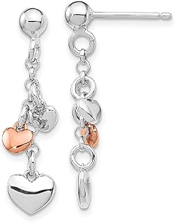 Brincos de prata esterlina 925 banhado a ouro rosa coração pingente lustre pino pino amor joias finas para mulheres presentes para ela, Ouro rosa
