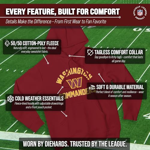 Image of Team Fan Apparel NFL Gameday Hoodie Pullover Sweatshirt for Men and Women | Officially licensed NFL Gameday fleece pullover - kangaroo pocket, ribbed cuffs, drawstring hood, unisex fit