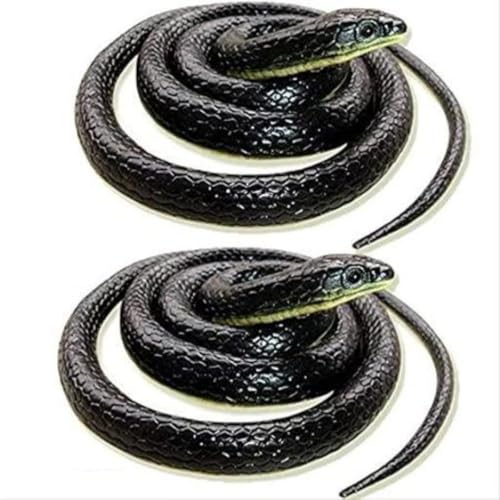 Image of KRySt Brown Lizard and Black Snake Combo Toys | Real Looking Rubber Lizard Toy | Original Look Chipkali Toy | Chipkali and Snake Prank Toys for Kids and Adults (Snake - 2 Nos.)