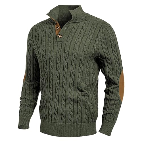 Suéter de punto para hombre con cuello alto y botones casual manga larga