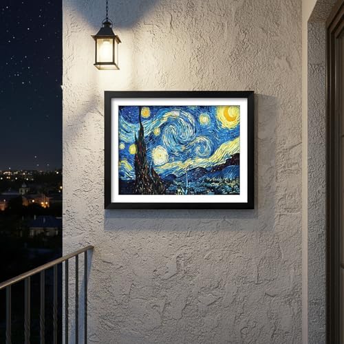 Image of NIHO-JIUMA Van Gogh Starry Night Diamond Art Kits, 40x50cm /16x20inches | 5D DIY Full Drill, Gift for Adults & Teens, Home Wall Decoration