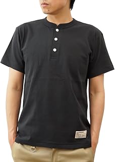 [ジーンズバグ] ヘンリーネックＴ 半袖 無地 Tシャツ メンズ レディース 丸胴 厚手 三つ ボタン ヘンリー ブランド HLT-TG