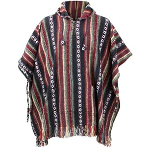 LOUDelephant Poncho met capuchon van 100% geweven katoen Gheri Mexicaanse stijl