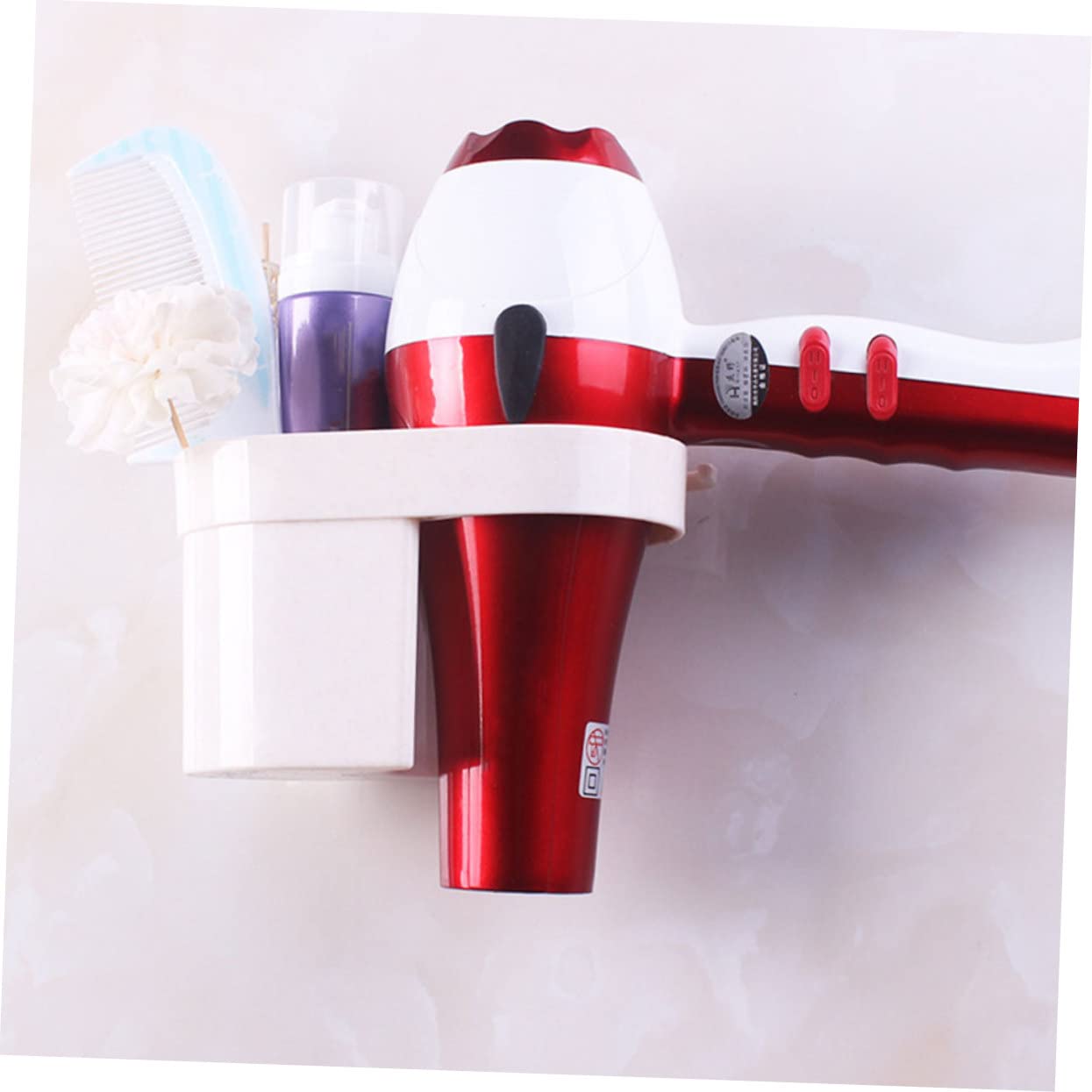 TOPBATHY 3pezzi Porta Asciugacapelli Da Muro Supporto Adesivo Per Asciugacapelli Mensola Organizzatrice Per Bagno e Camera Da Letto Design Elegante e Moderno Ottimo Per Phon e Accessori Per