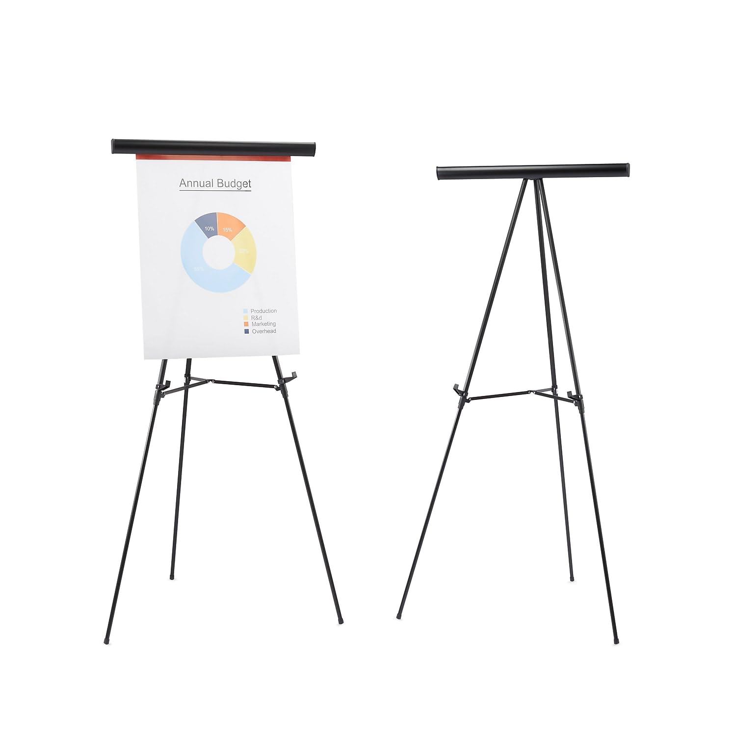 Staples Tri Lite Display Easel, Black Steel Stable Presentation Easel for Office Classroom and Meeting Spaces