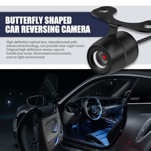 Image of 1 PC Car with Light HD Rearview Camera Kit, 170 Wide-Angle Butterfly Camera + 6 m Video Cable + 1 m Power Cable + Two Mounting Screws, Portable Repair Modification Accessories (Black)