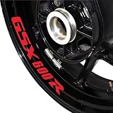 YLFDC Motorcycle Reflective Rim Wheel Decal Kit,Waterproof Tire Rim Stickers Decoration for SUZUKI GSX600R gsx 600r (Red)