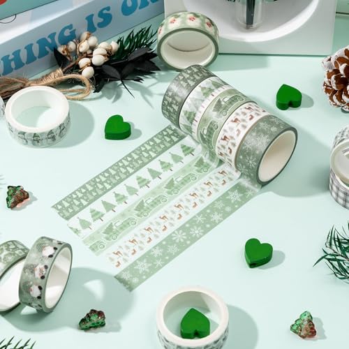 Cinta washi verde salvia para manualidades y decoracion de albumes de recortes 5