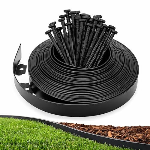 Gardzen 1.5' x 20' Landscape Edging Kit, Garden Edging Coil Comes with 24 Pcs Spikes, No Dig Lawn...