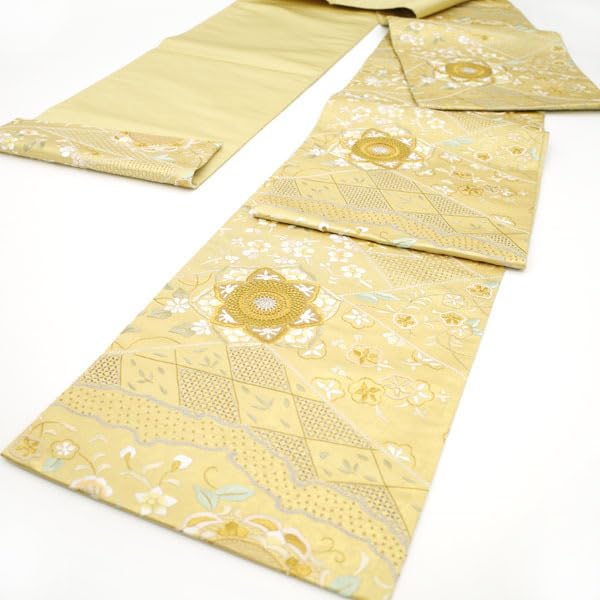 5k2795 袋帯絹中国三大刺繍蘇州汕頭相良刺繍正倉院文様華文