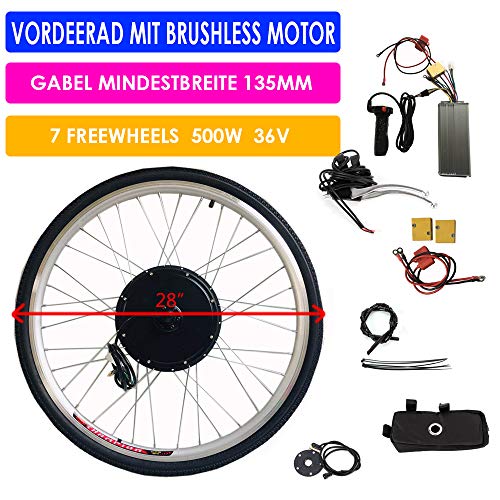 SHIOUCY 28 inch elektrische fietskit, e-bike, ombouwkit, achtermotor, ombouwset, 36 V, 500 W, elektrische fiets, ombouwset, achterwielcontroller