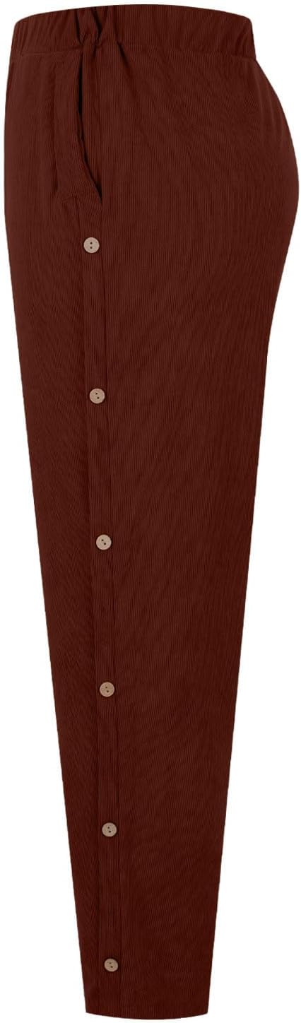 Corduroy Pull On Pants for Women Elastic Waist Casual Spring Fall Cropped Pant Comfy Loose Fit Slacks with Pockets