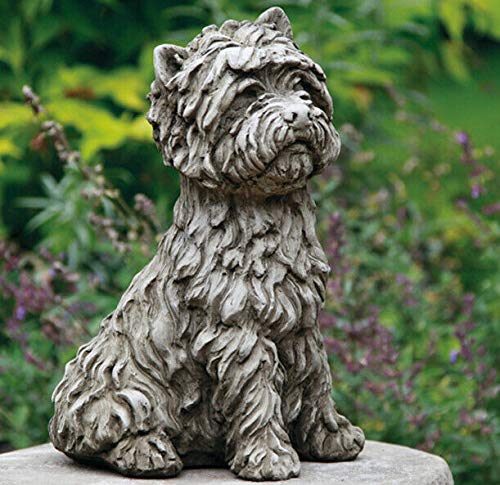Estatua de perro West Highland Terrier | Adorno de jardín de hormigón de piedra reconstituida