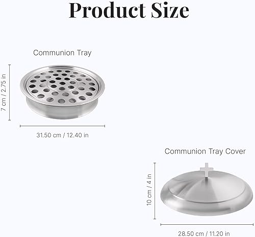 Miniatura 6 de Communion Ware - Bandeja de suministros de platos para servir vino santo con una cubierta para la unión espiritual de la iglesia, acero inoxidable
